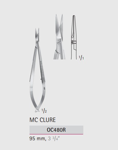 Микроножницы оториноларингологические MC CLURE OC480R