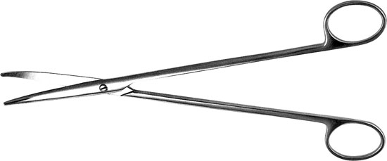 Ножницы для рассечения мягких тканей в глубоких полостях, вертикально-изогнутые, 230 мм Н-8