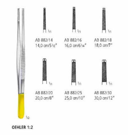 Пинцет зубчатый твердосплавный 1:2 OEHLER AB 882