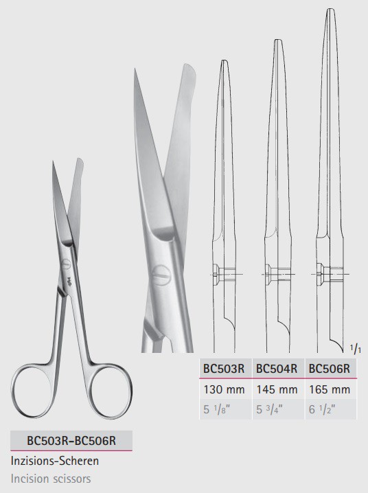 Ножницы операционные прямые BC503R-BC506R
