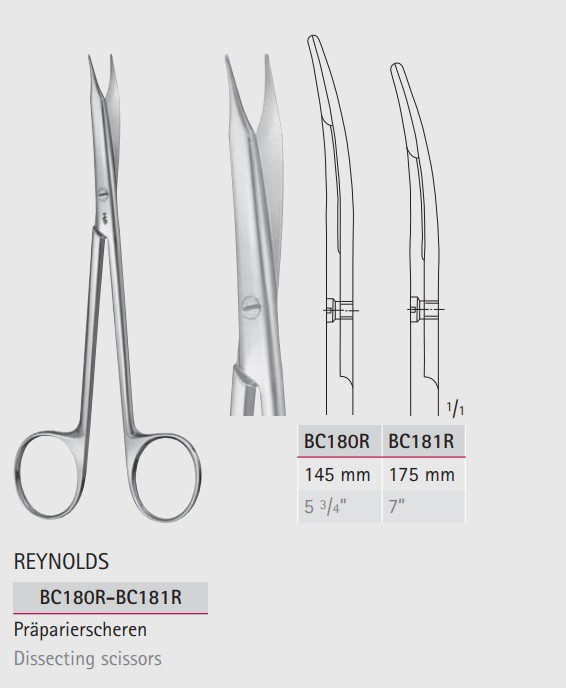 Ножницы общехирургические REYNOLDS BC180R-BC181R