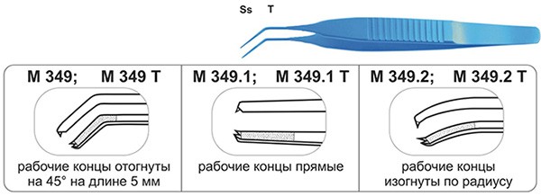 Пинцет Медин-Урал ирис M349 M349.1 M349.2