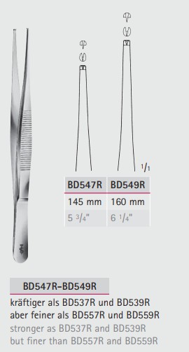 Пинцет Tissue Forceps 1×2 teeth BD547R-549R