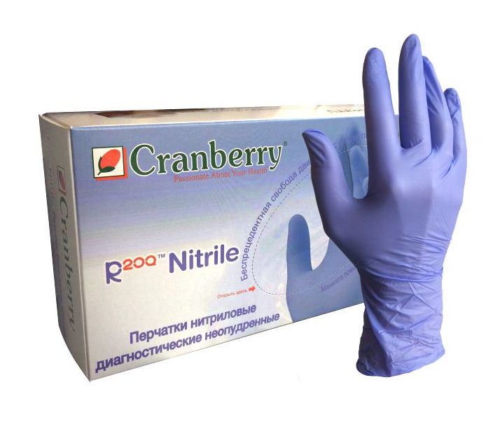 Перчатки смотровые нитриловые Cranberry R200 Nitril неопудренные