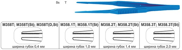 Пинцет Медин-Урал фиксационный прямой M358T-M358.3T