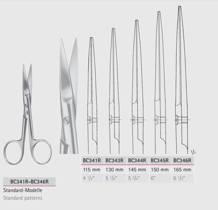 Ножницы операционные прямые BC341R-BC346R