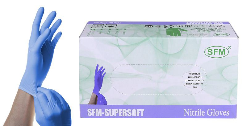 Перчатки смотровые нитриловые SFM 24 см неопудренные - изображение 5