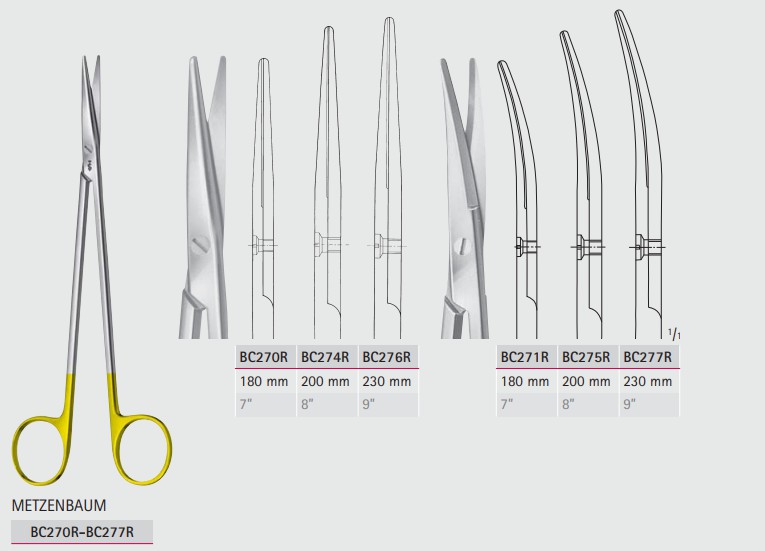 Ножницы общехирургические Metzenbaum Durotip Dissecting Scissors BC270R-BC277R