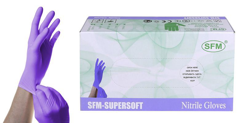 Перчатки смотровые нитриловые SFM 24 см неопудренные - изображение 4