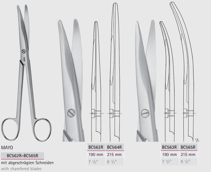 Ножницы общехирургические MAYO BC562R-BC565R