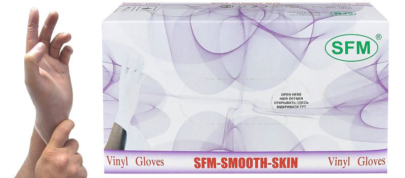 Перчатки смотровые виниловые SFM неопудренные - изображение 2
