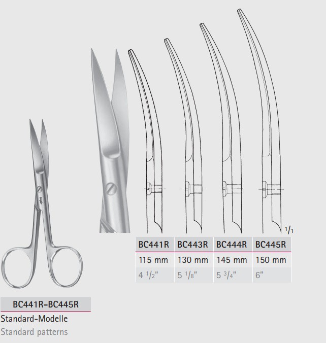 Ножницы операционные изогнутые BC441R-BC445R