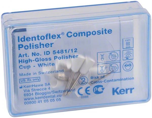 Полиры для композитов для полировки до зеркального блеска Identoflex Composite Polisher, белые, чашечка