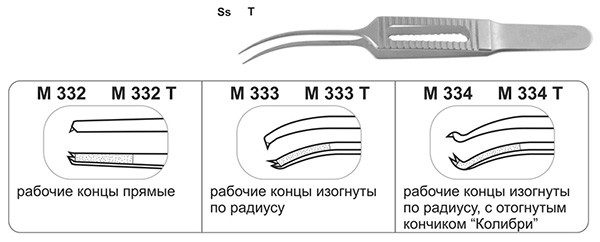 Пинцет Медин-Урал роговичный M332 M333 M334 - изображение 2