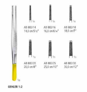Пинцет зубчатый твердосплавный 1:2 OEHLER AB 882