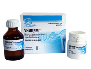 Цемент стоматологический цинк-фосфатный двухкомпонентный бактерицидный трехцветный «Уницем»