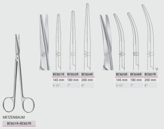 Ножницы общехирургические Metzenbaum Durotip Dissecting Scissors BC601R-BC607R