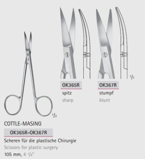 Ножницы для пластической хирургии COTTLE-MASING OK365R-OK367R