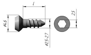 Винт тип 1 D 2.5-2.7 мм