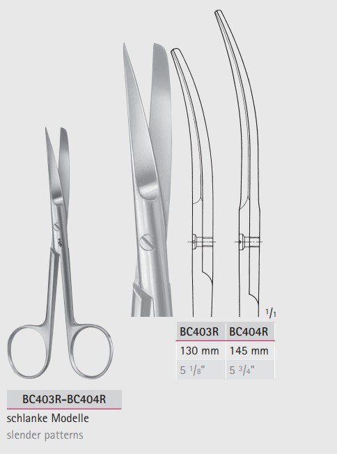Ножницы операционные изогнутые BC403R-BC404R