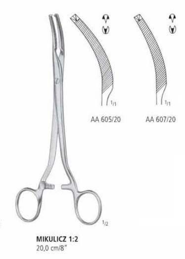 Зажим для брюшной полости 1:2 MIKULICZ AA 605, АА 607