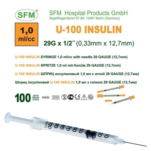 Шприц инсулиновый SFM Луер / интегрированный 0.5 мл / 1 мл - изображение 3